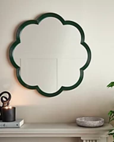 Big Green Floral Wooden Mirror - Free C&C - George At ASDA