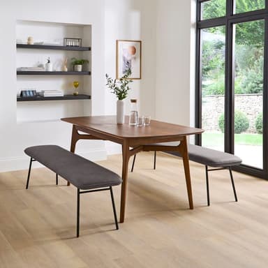 Barker Dining Bench, Grey Faux Leather - Dunelm