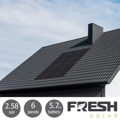 Fresh Solar 2.58kW Solar PV System [6 Panels] with 5.76kWh Fox Battery - Fully Installed - Costco