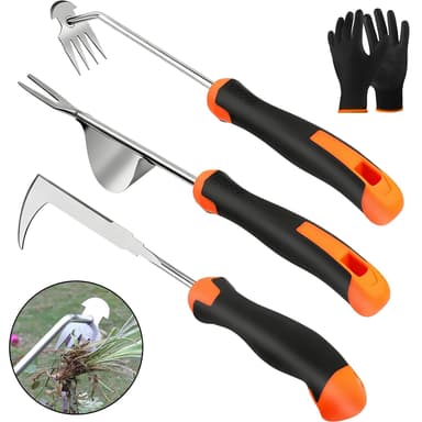 3pc Heavy Duty Weed Remover Tool Set, Comfort Grip Hand Weeding Tools for Garden, Sold by supobadiuk / FBA - Amazon