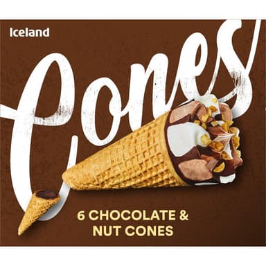 Iceland 6 Chocolate & Nut Cones 372g - Iceland