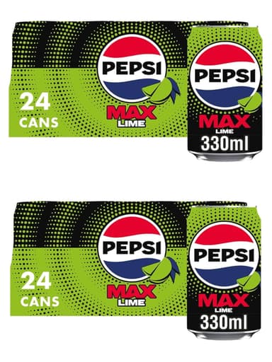 2 x Pepsi Max Lime No Sugar Cola Cans 24 x 330ml (£13.80 / £11.40 with S&S) - Amazon