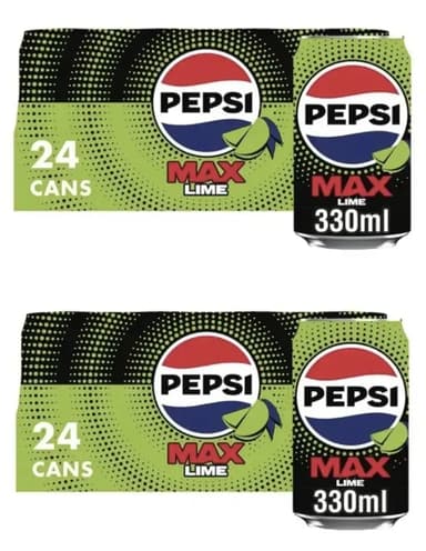 2 x Pepsi Max Lime No Sugar Cola Cans 24 x 330ml - price at checkout (£12.63 - £14.23 with s&s) - Amazon