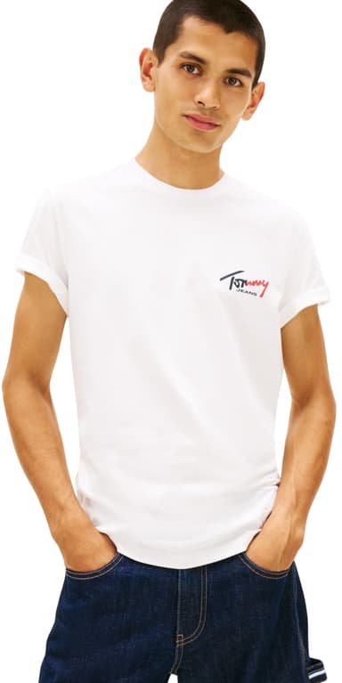 Tommy Jeans Men's TJM Slim Sign Chest Ss Tee - Size L - Amazon