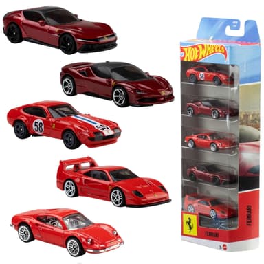 Hot Wheels 5-Pack of Ferrari 1:64 Scale Cars Officially Licensed Set of 5 Die-Cast Ferrari Vehicles for Play or Display, Collectible, JLN12 - Amazon