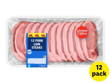 12 Pork Loin Steaks 1.2kg - Lidl