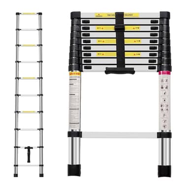 Neo 2.9M Extendable Steel Foldable Telescopic Ladder | Silver - Sold by Neo Direct - Tesco