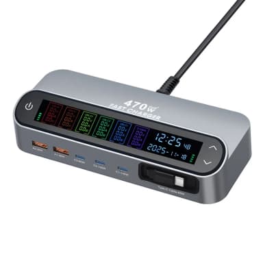 470W Multi-Port Desktop Charging Station – 6 Ports, Smart Display, UK Plug Welcome deal @ Guangzhou Doolike Electronic Technology Co., Ltd - Alibaba