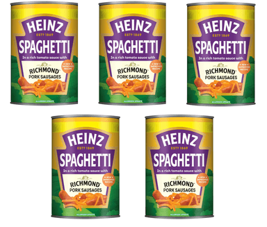 Heinz Spaghetti with Richmond Pork Sausages 400g - 5 Tins for £5 + 5% Off Any 4 - Discount at Checkout - Amazon