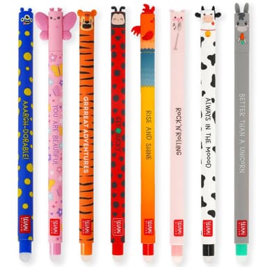 Legami - Set of 8 Erasable Gel Pens with Thermosensitive Erase Ink, Range of Ink Colours & Barrel Designs - Sold & Shipped by Rarewaves - Amazon