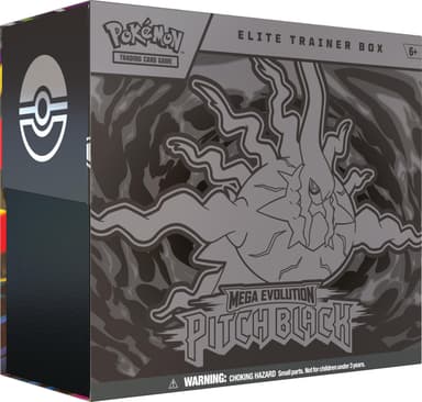 Pokémon TCG: Mega Evolution—Pitch Black Elite Trainer Box (1 Full-Art Promo Card, 9 Booster Packs & Premium Accessories) - via invite only - Amazon