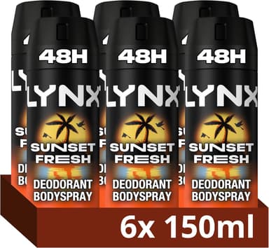 Lynx 6 Pack XL 150ml Sunset Fresh Deodorant for Men Multipack With Mango and Mandarin Scent (£11.87- £10.62 S/S) - Amazon
