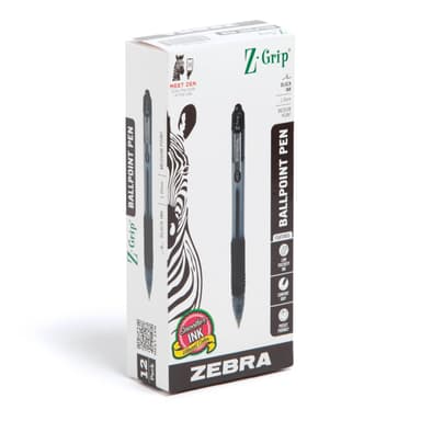 Zebra Pen Z-Grip Retractable Ballpoint Pen, Medium Point, 1.0 mm, Black Ink, Pack of 12 - (Discount at Checkout) - Amazon