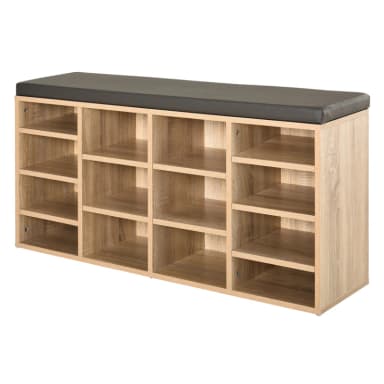 HOMCOM Multi-Storage Shoe Rack w/ 14 Compartments - Cushion Adjustable Shelves - Aosom