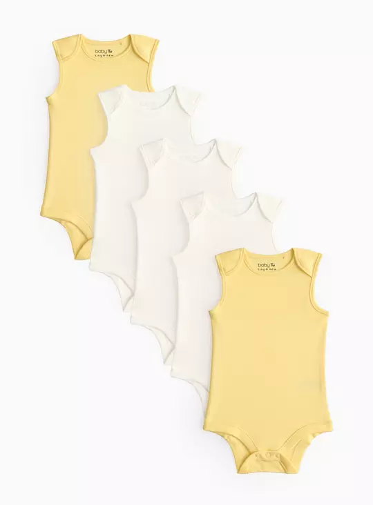Yellow Sleeveless Bodysuits 5 Pack, Sizes 0-12 Months + Free C&C - Argos