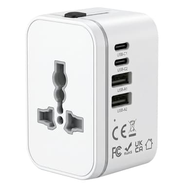 Universal Travel Adapter, International Plug with 2 USB-C and 2 USB Ports, All in One Plug Adaptor Dual Safety Fuses. Sold by PEPPERZ /FBA - Amazon
