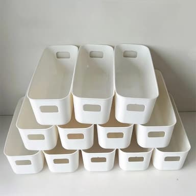 12-Pack Stackable Plastic Storage Bins with Handles (Discount at Checkout) Ships by and Sold by Haul Global - Amazon