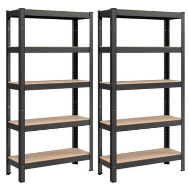 SONGMICS 5-Tier Shelving Unit - Set of 2 Steel Shelving Unit for Storage - Boltless Assembly - 30 x 75 x 150 cm - Black - Amazon