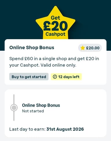 Spend £60 online get £20 back in your cashpot [selected accounts only] - ASDA Groceries