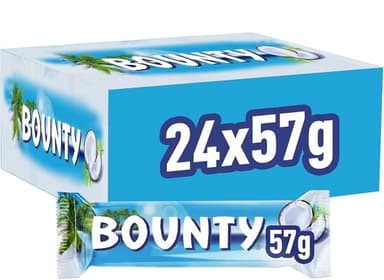 Bounty Chocolate Bars, Coconut & Milk Chocolate Bulk Box, 24 x 57g - £10.80 / £10.20 S&S - Amazon