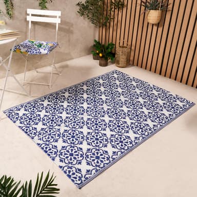 Outdoor Rugs for Patios Waterproof Tile Print, Foldable Non Slip Outdoor Rug Reversible Decking Tiles - Sold & Shipped by OnlineHomeShop - Amazon