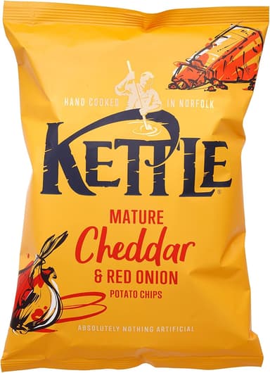 Kettle Mature Cheddar & Red Onion Chips, 130g - Amazon