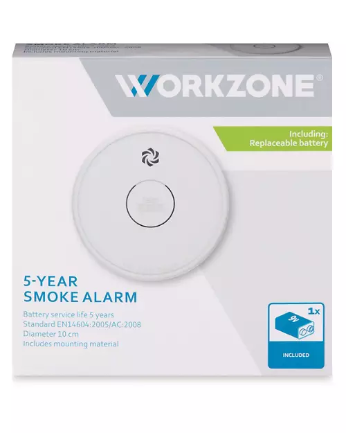 Workzone Smoke Alarm , Battery service life 5 years - Aldi