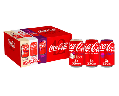 Coca-Cola Original Taste, Coca-Cola Cherry & Cherry Float Variety Pack 12 x 330ml - ASDA Groceries
