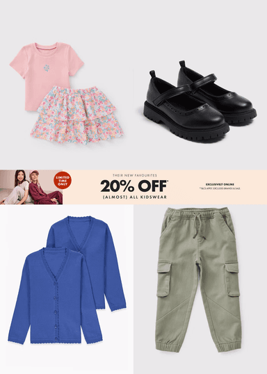 20% off almost all Kidswear ( School Uniform & Shoes / Over 1200 lines ) - free delivery over £49.99 & free click&collect over £19.99 - Matalan