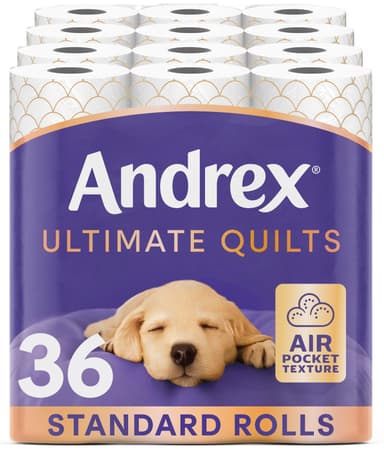 Andrex Ultimate Quilt Toilet Roll - 36 Toilet Rolls, 3-Ply, Bulk Buy | Soft, Thick Sheets, FSC Certified - Amazon