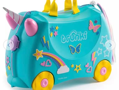 Trunki Una Unicorn 4 Wheel Hard Ride On Suitcase - Turquoise - Free C&C - Argos