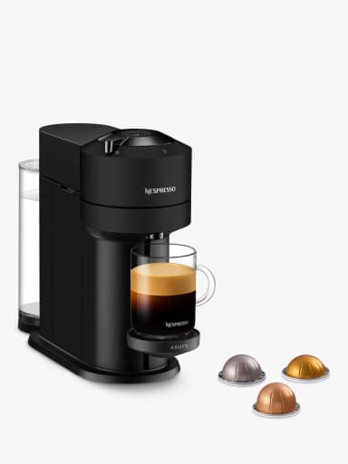 Nespresso Vertuo Next Coffee Machine by KRUPS, Matte Black or Light Grey with FREE 50 coffee pods and a Nespresso Touch travel mug - John Lewis & Partners