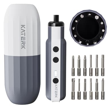 KATERK Cordless Electric Screwdriver, USB C Rechargeable Mini Screwdriver with LED Light, 12 Magnetic Bits - Sold by Katerk / FBA - Amazon