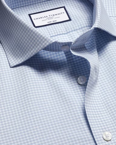 Charles Tyrwhitt -Non-Iron Stretch Poplin Gingham Shirt - Various Colours - Free C&C - Charles Tyrwhitt