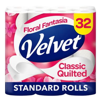 Velvet Classic Quilted Floral Fantasia Toilet Roll, 32 Rolls - S&S £8.07 / £7.22 - Amazon
