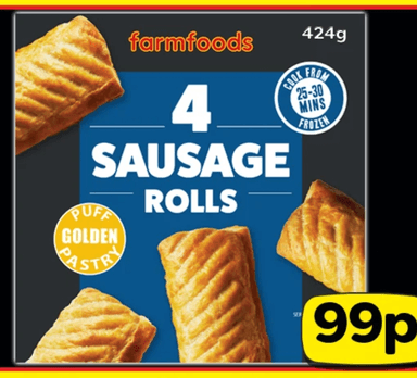 Farmfoods 4 Sausage Rolls 424g - FarmFoods