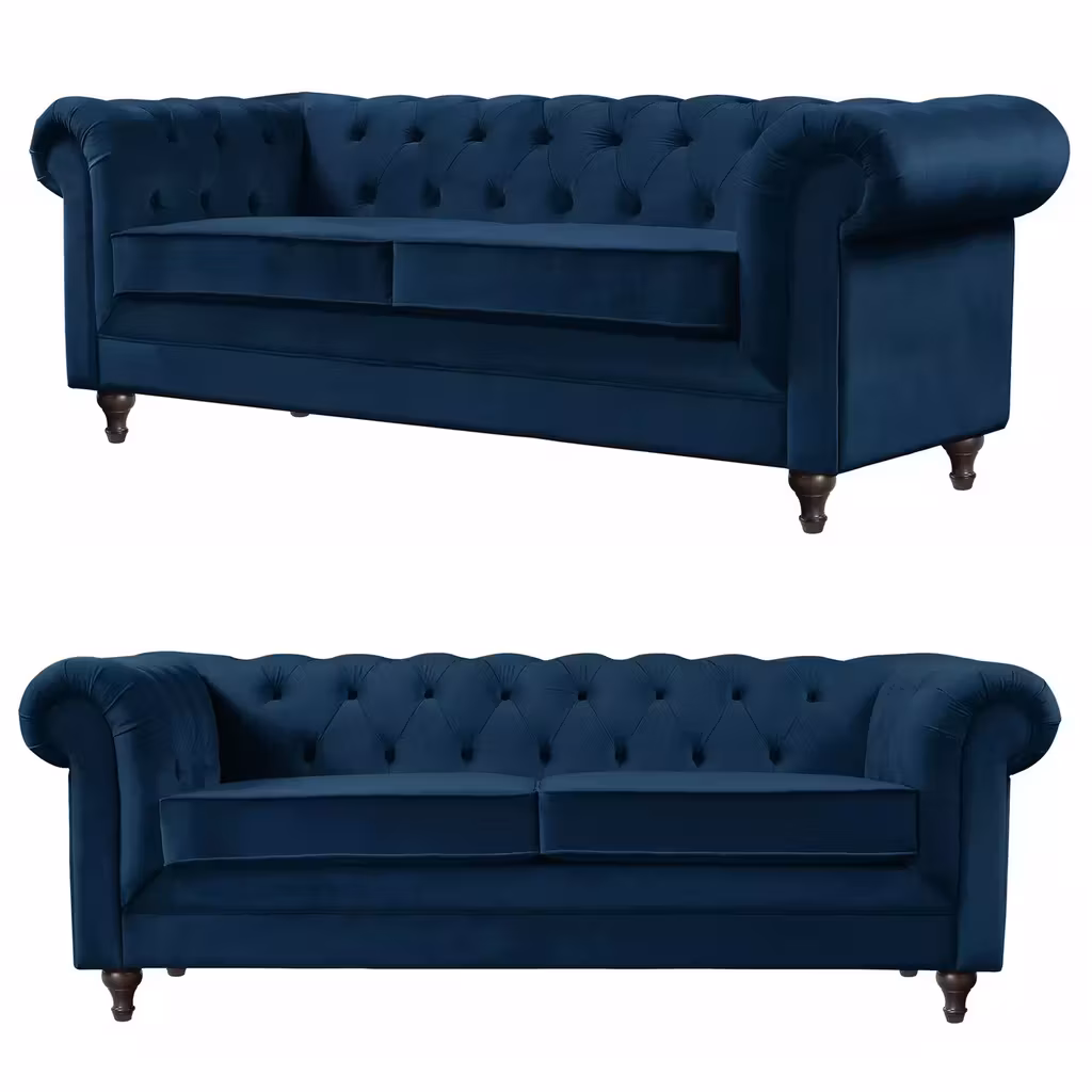 Habitat Chesterfield Velvet 3 Seater Sofa - Blue - Argos