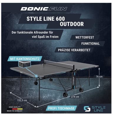 DONIC Tischtennisplatte Style 600 Outdoor - Lidl