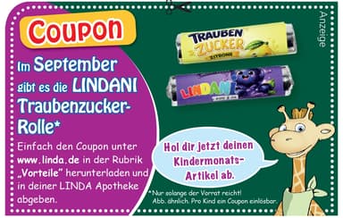 [LINDA Apotheken] Im September für Kinder kostenlose LINDANI Traubenzucker-Rolle abholen - LINDA Apotheken