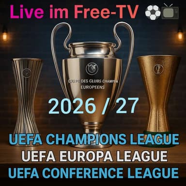 Gratis & legal: Champions League, Europa League & Conference League 2026/27 live im Free-TV, hauptsächlich im Ausland - UEFA Champions League