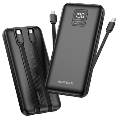 AsperX Powerbank, 2 Stück, 10.000 mAh, mit USB-C-Kabel und Schnellladefunktion - Amazon