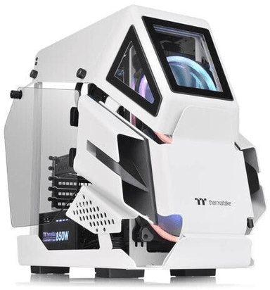 Thermaltake AH T200 Micro-ATX PC-Gehäuse Weiß - 4mm Tempered Glass Seitentüren, 280mm AIO-Support, GPU bis 320mm, 5 Slots, USB-C 3.1 Gen2 - Voelkner