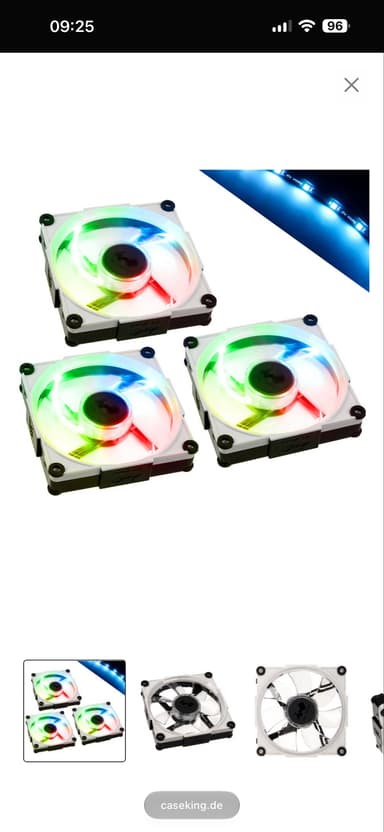 (4,96€/ Lüfter) InWin Aurora RGB-LED Lüfter, 120mm, 3er Set - schwarz/weiß - Caseking