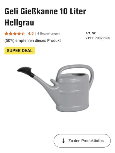 [Obi] Gießkanne 10 Liter versch. Farben Super Deal - OBI