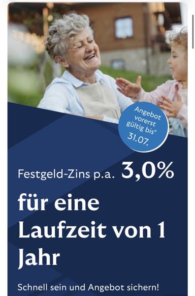 [Bank of Scotland] Festgeld, 3,0 % p. a., 1 Jahr Laufzeit, deutsche Einlagensicherung, Neu- und Bestandskunden - Bank Of Scotland