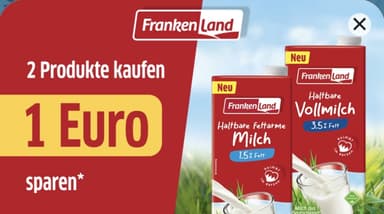Scondoo: 1 € Cashback auf 2× Frankenland H-Milch - Scondoo