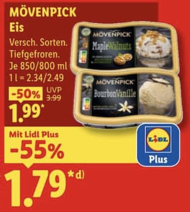 [Lidl] Mövenpick Eis (850 ml / 800 ml) - Lidl
