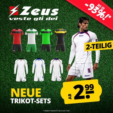[ SportSpar ] : 2-teilige Trikot-Sets von Zeus ab 2,99€ zzgl. Versand - SportSpar