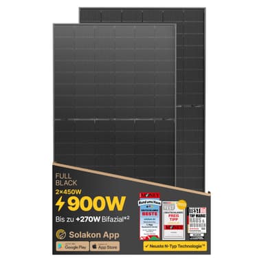 Solakon 2× 450W bifaziale Glas-Glas N-Type Solarmodule – 900Wp incl. Versand bei Amazon - Amazon