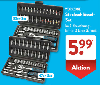 [Aldi Süd] WORKZONE Steckschlüsselsatz 53-teilig oder 47-teilig, ab 23.07. - ALDI SÜD